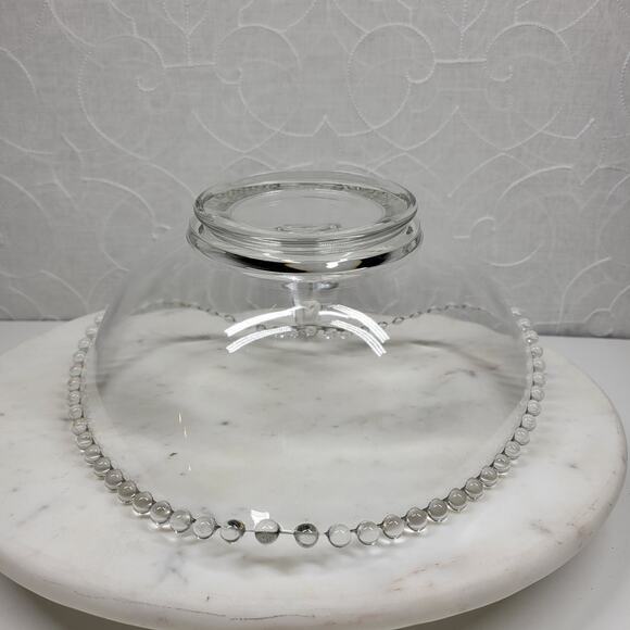 Vintage Imperial Candlewick Hobnail Heart Bowl 9" Clear Glass Handle Bread Candy - Picture 13 of 16